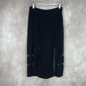 Free People Embroidered Textured Midi Skirt In Black Women's Size 0